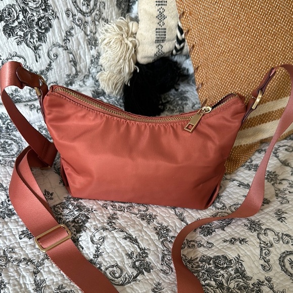 a new day Handbags - Rust Colored Rose Good Hardware Crossbody Nylon Bag by a new day